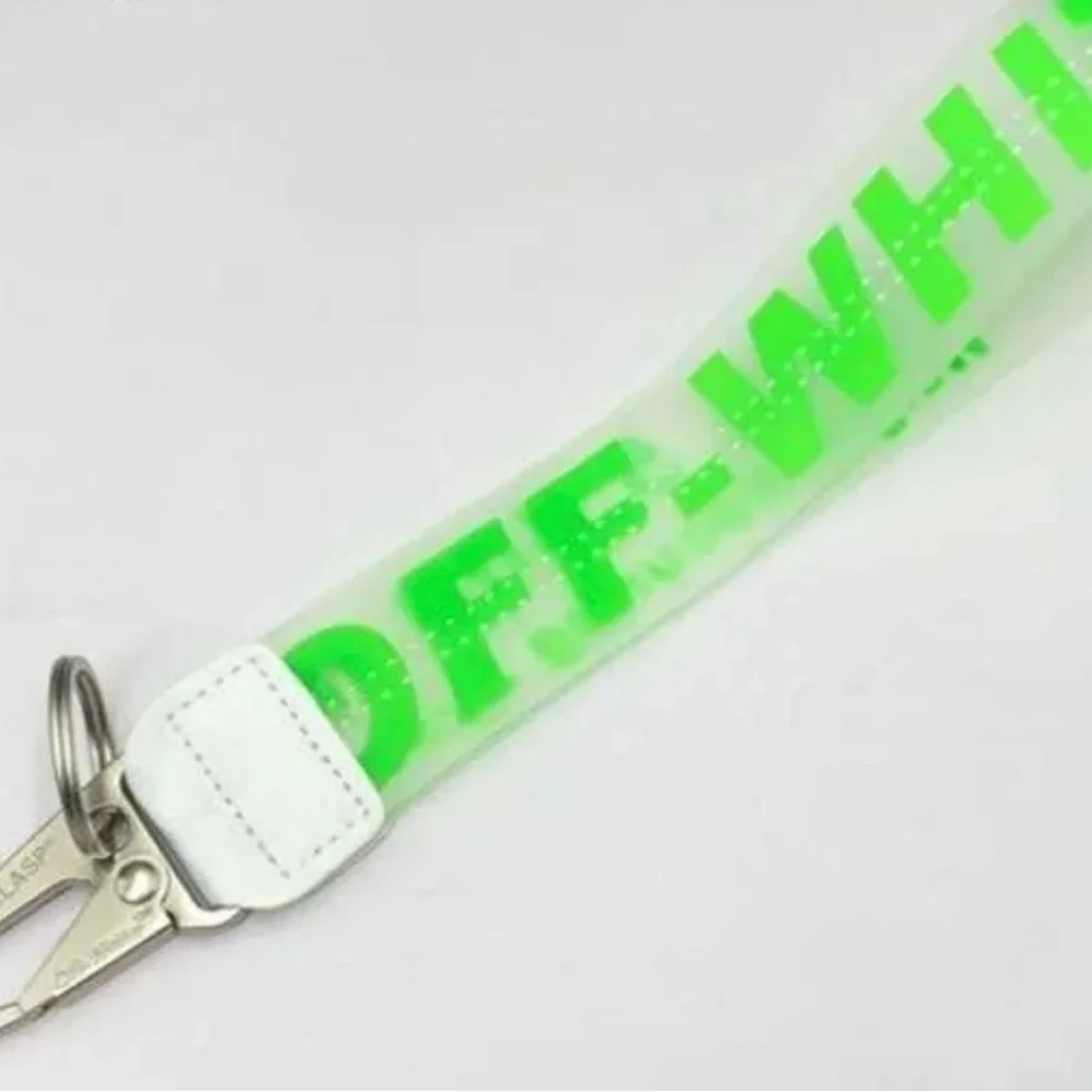 New Off-White clear w/Green Key Lanyard